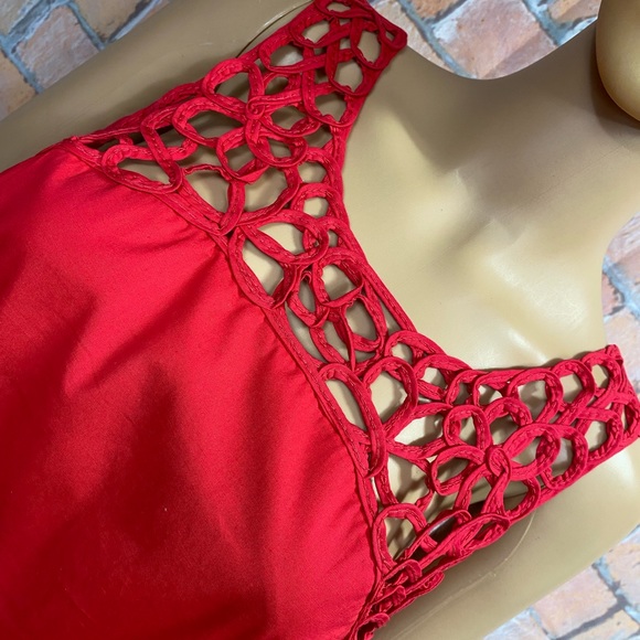 Julian Taylor Lattice Neckline Belted Dress - Picture 2 of 11